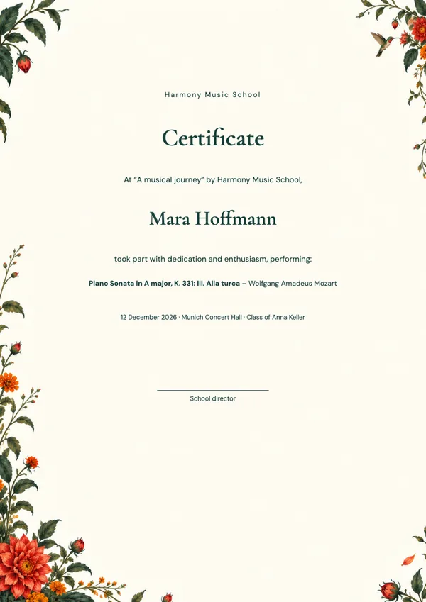 Personal participation certificate for Mara Hoffmann